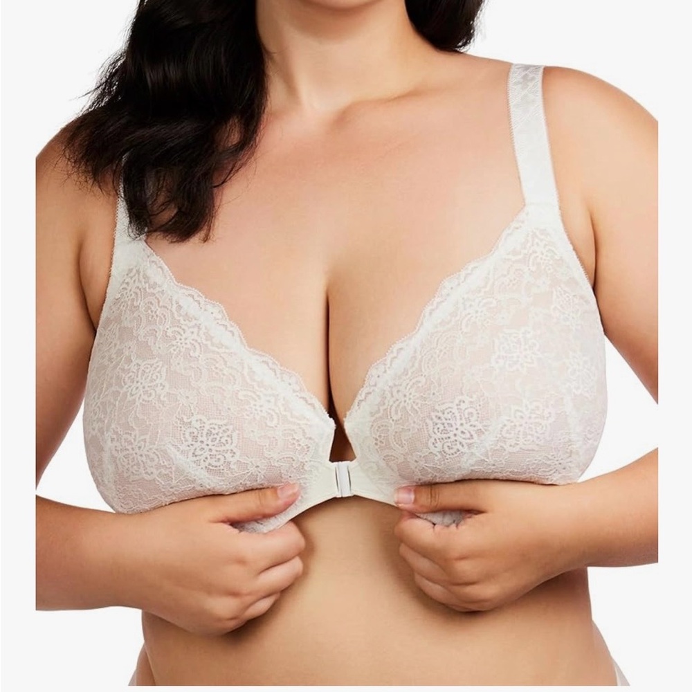 New Hsia Front-Close Lace Wireless Bra - Dusty Pink